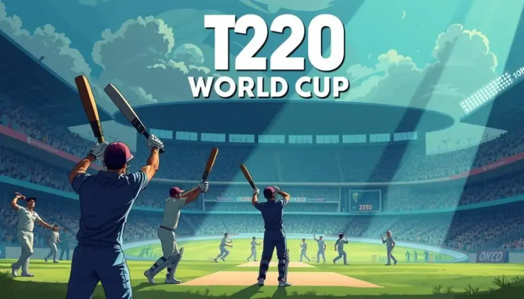 batsman doing pose for the banner in aqua theme