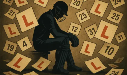 a cricketer sitting downd and looking sad