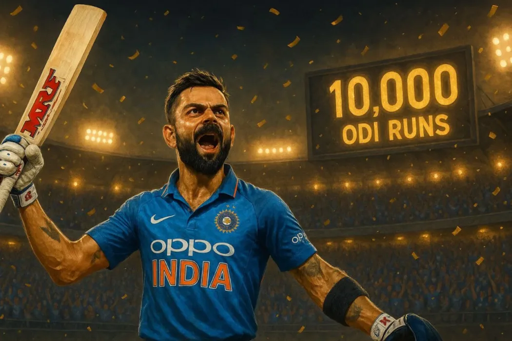 Fastest 10,000 Runs in ODI virat kohli celebrate this milestone
