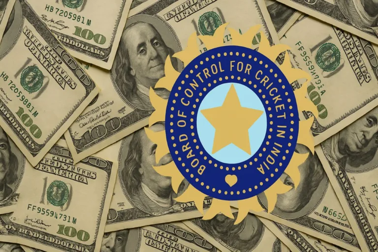 Bcci logo with doller cash in the background