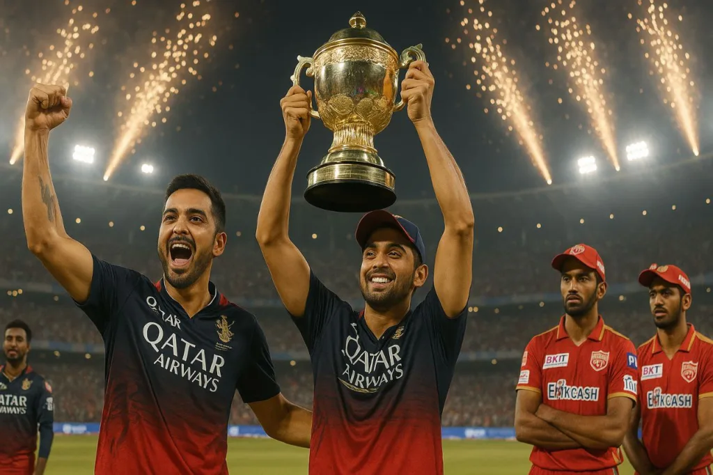 rcb lifting trophy in 2025 ipl season showing Most Dangerous Teams in IPL 2025