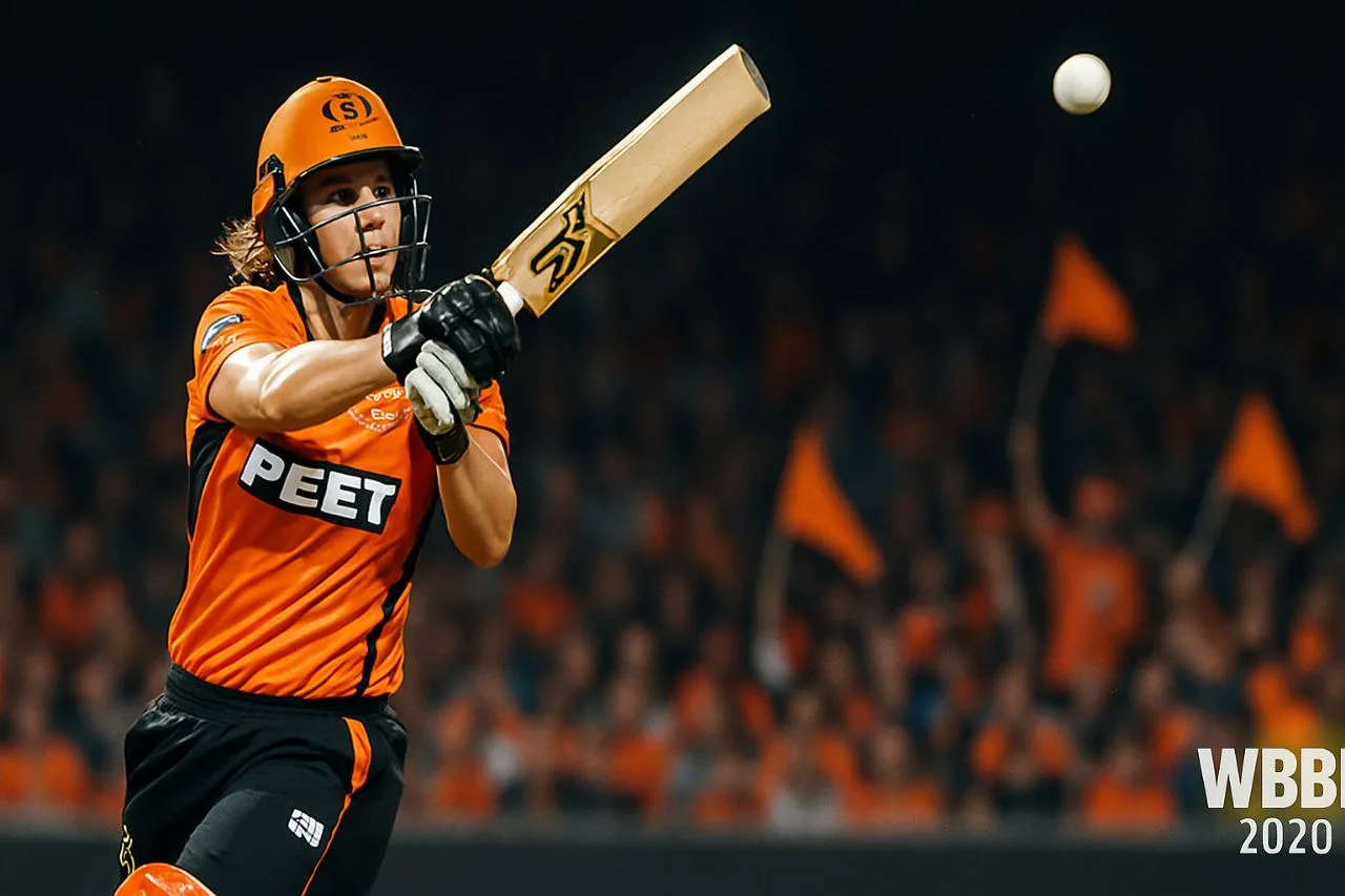 Sophie Devine plays a cover drive in Perth Scorchers jersey during Women’s Big Bash League 2020